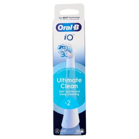 Oral-B iO Testine Ricambio Ultimate Clean Bianche Spazzolino Elettrico Denti Ricaricabile, 2 Refills
